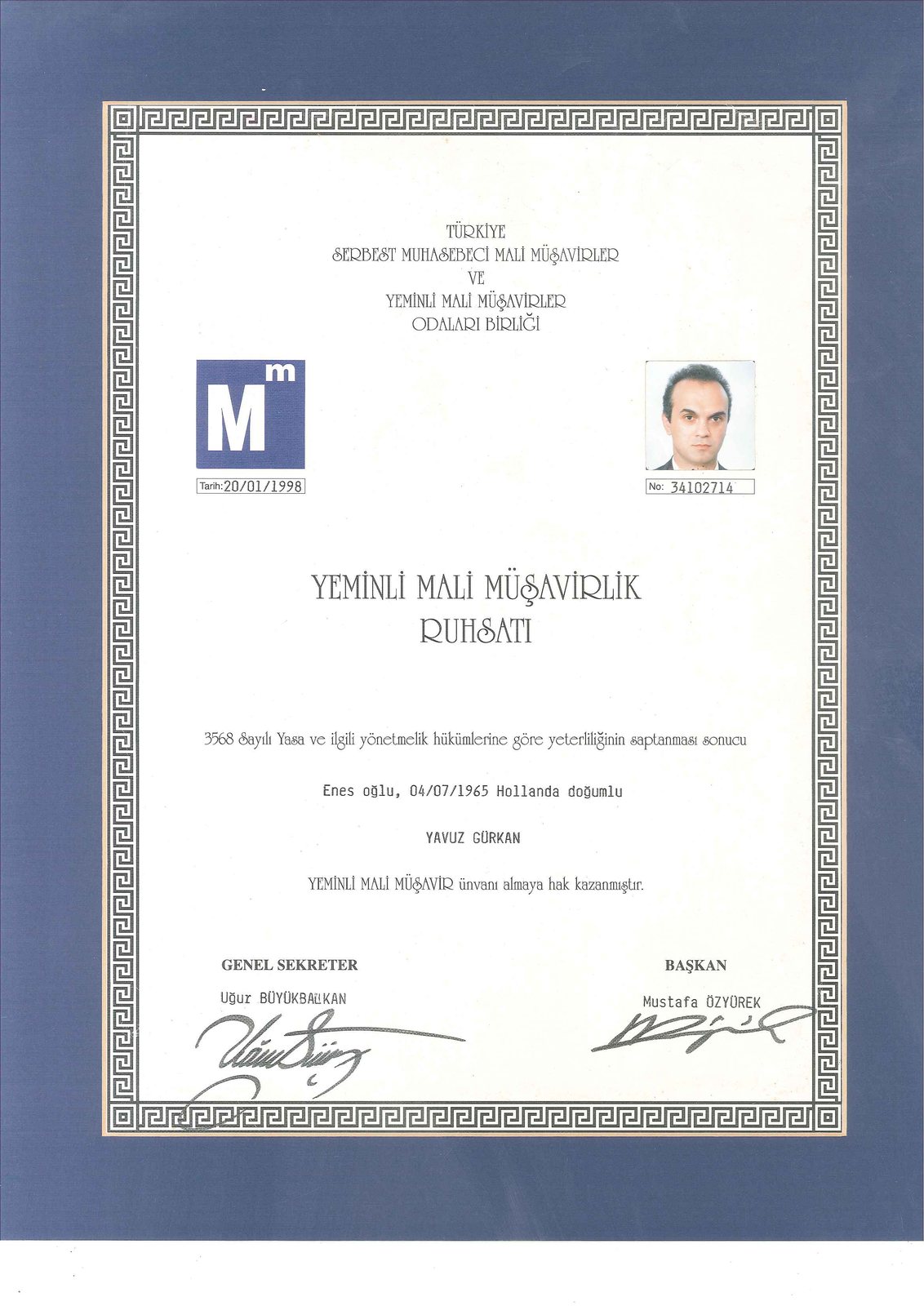 TÜRMOB yeminli mali müşavirlik ruhsatı